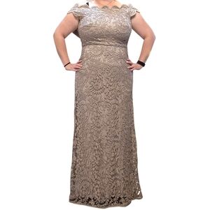 Tadashi Shoji Off The Shoulder Embroidered Gown- 14